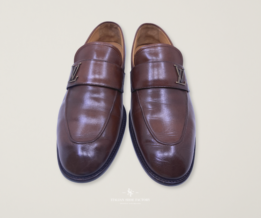 Louis Vuitton loafer restoration before and after Dubai after