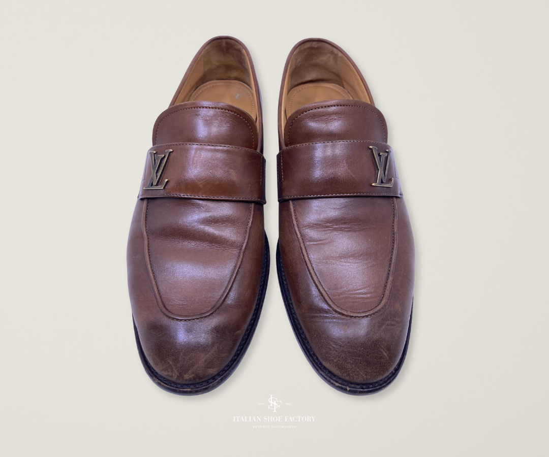 Louis Vuitton loafer restoration before and after Dubai before
