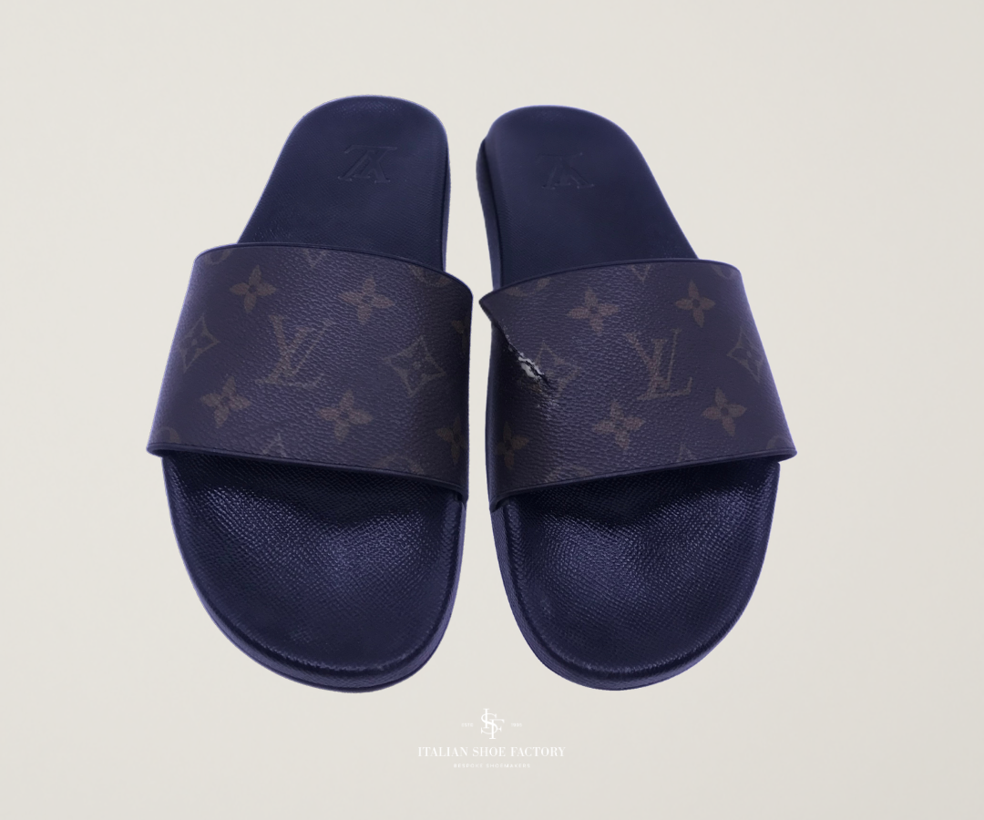 Louis Vuitton sandal strap repair before and after Dubai before