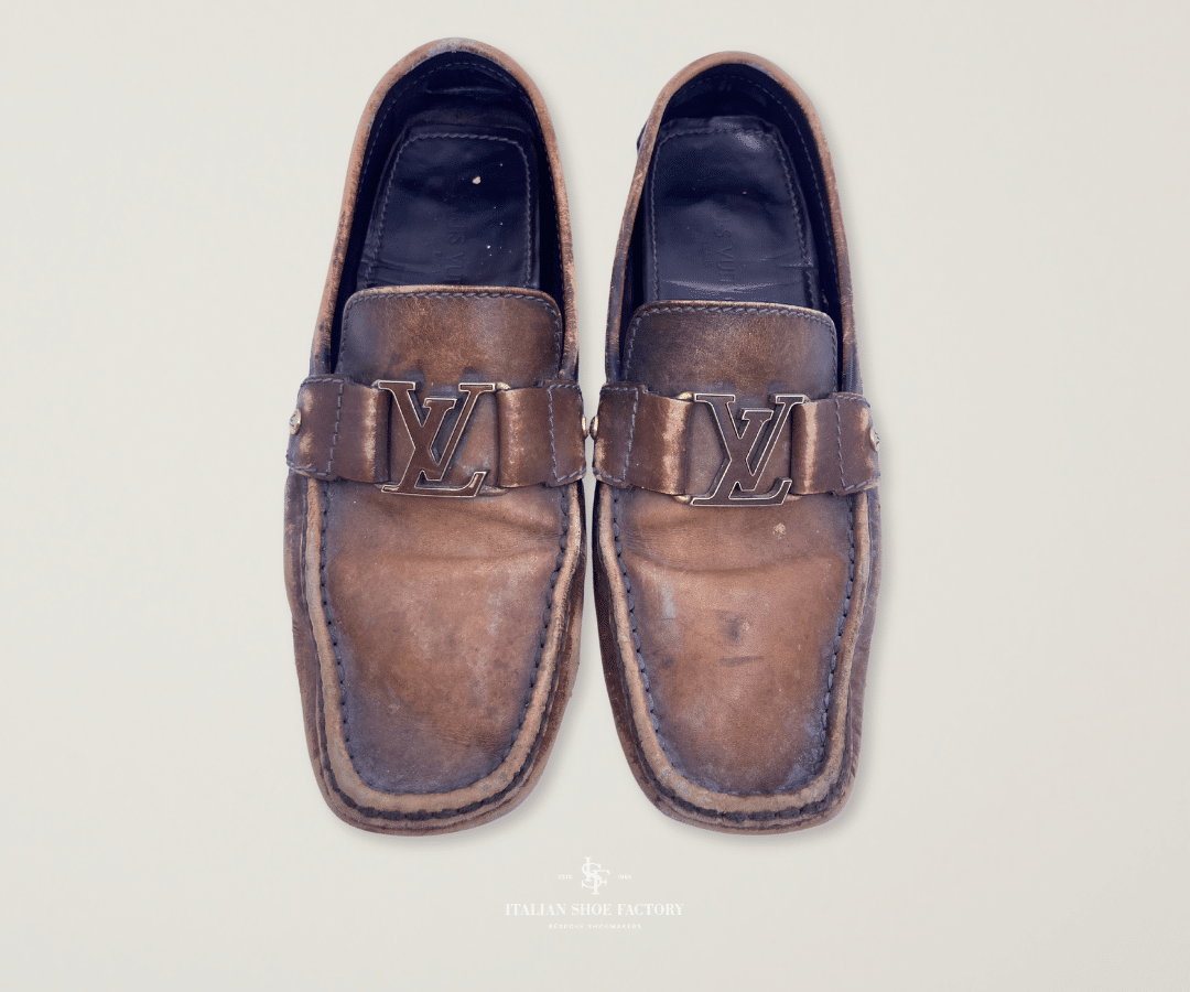 Louis Vuitton shoe colour restoration before and after Dubai before